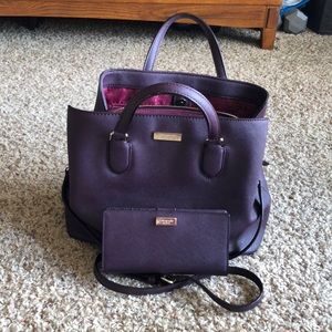 Plum Kate spade bag and matching wallet